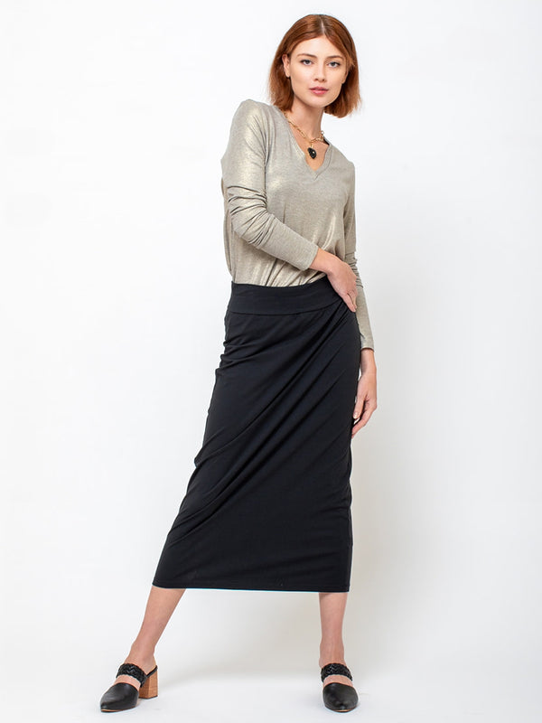 Monday12 - Liat Long-Sleeve V-Neck Tee - Gold - Verdalina