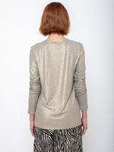 Monday12 - Liat Long-Sleeve V-Neck Tee - Gold - Verdalina