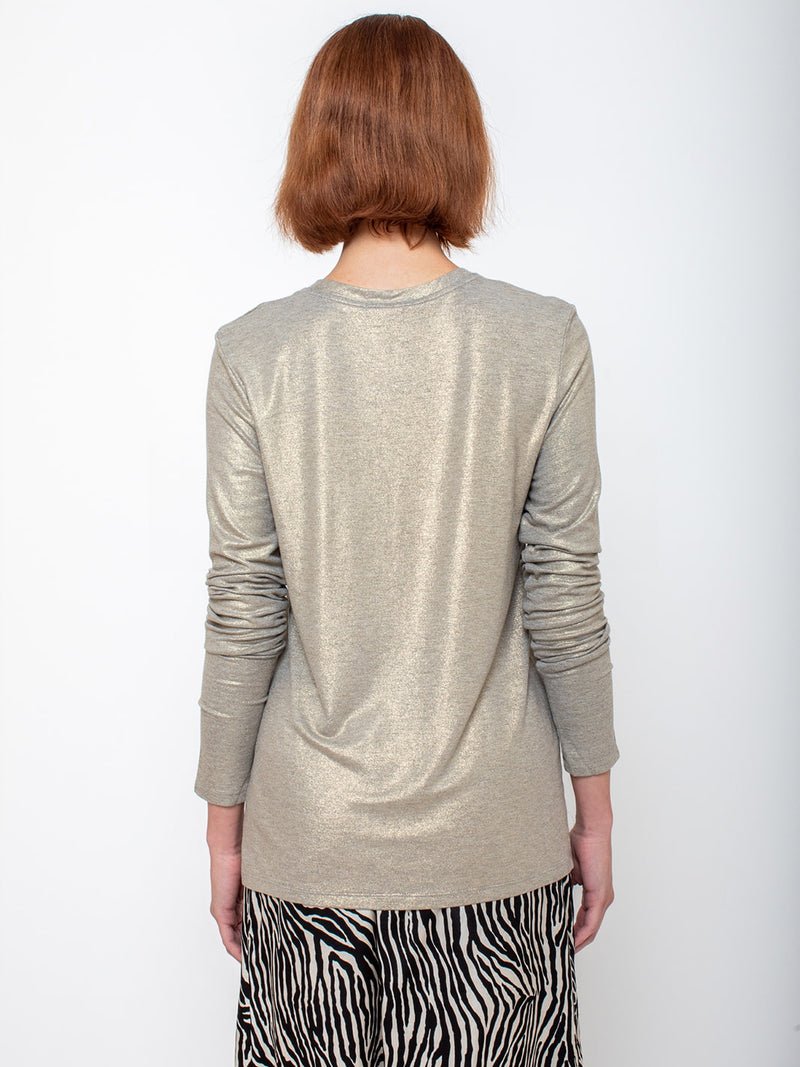 Monday12 - Liat Long-Sleeve V-Neck Tee - Gold - Verdalina
