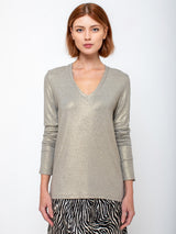 Monday12 - Liat Long-Sleeve V-Neck Tee - Gold - Verdalina