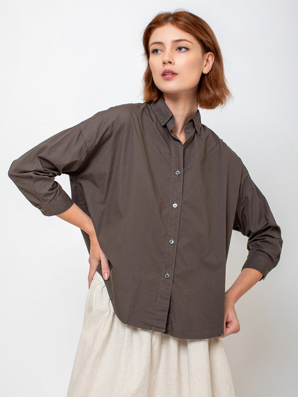 Monday12 - Zoe 3/4 Sleeve Shirt -Smokey Brown - Verdalina