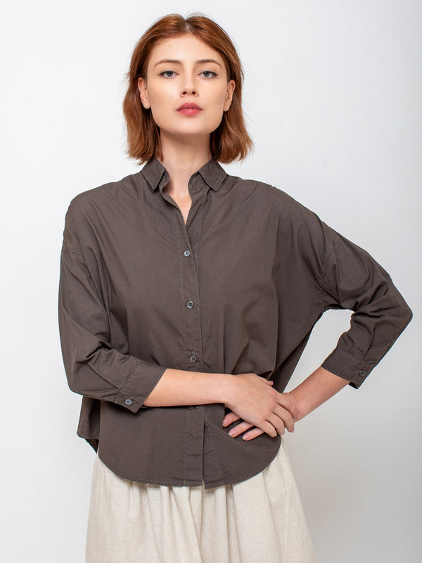 Monday12 - Zoe 3/4 Sleeve Shirt -Smokey Brown - Verdalina