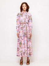 Odeeh - Holiday Sketchbook Print Dress - Fairy Floss - Verdalina