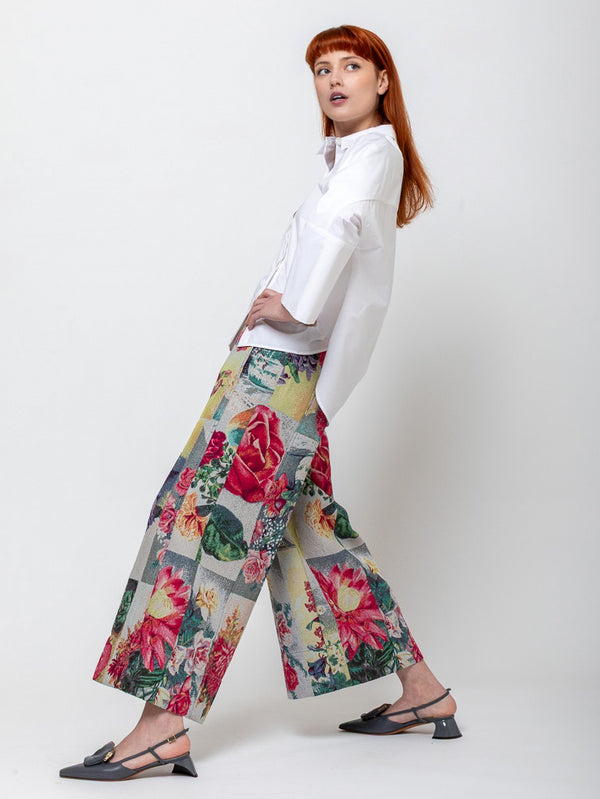 Odeeh - Postcard Jacquard Pants - Multicolor - Verdalina