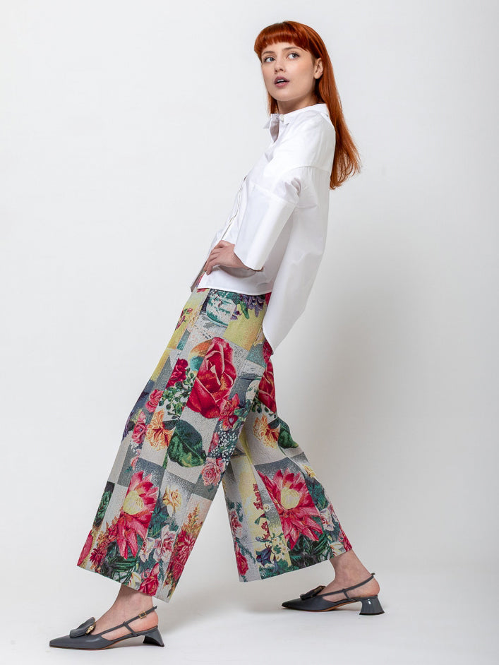 Odeeh - Postcard Jacquard Pants - Multicolor - Verdalina