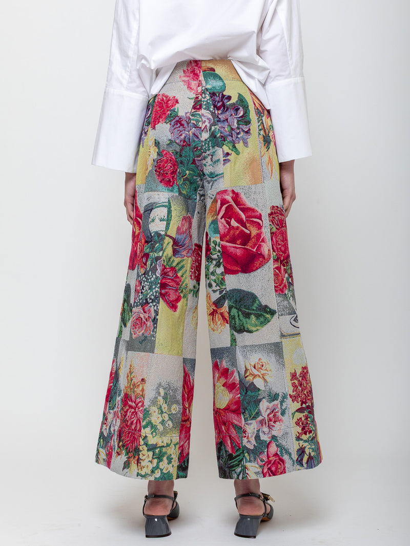 Odeeh - Postcard Jacquard Pants - Multicolor - Verdalina