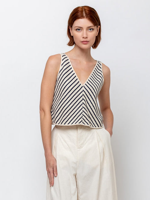 Odeeh - Knit Stripe Top - Navy - Verdalina