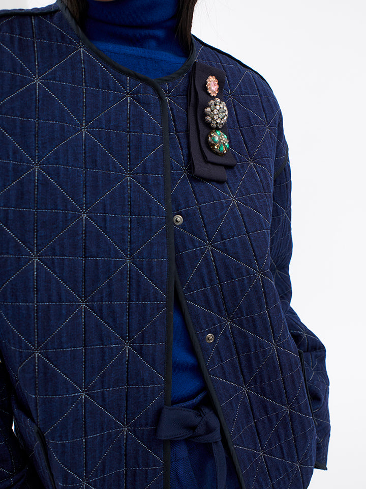 Odeeh - Quilted Denim Jacket - Indigo - Verdalina