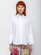 Odeeh - Crisp Poplin Shirt - White - Verdalina