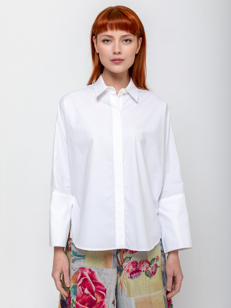 Odeeh - Crisp Poplin Shirt - White - Verdalina