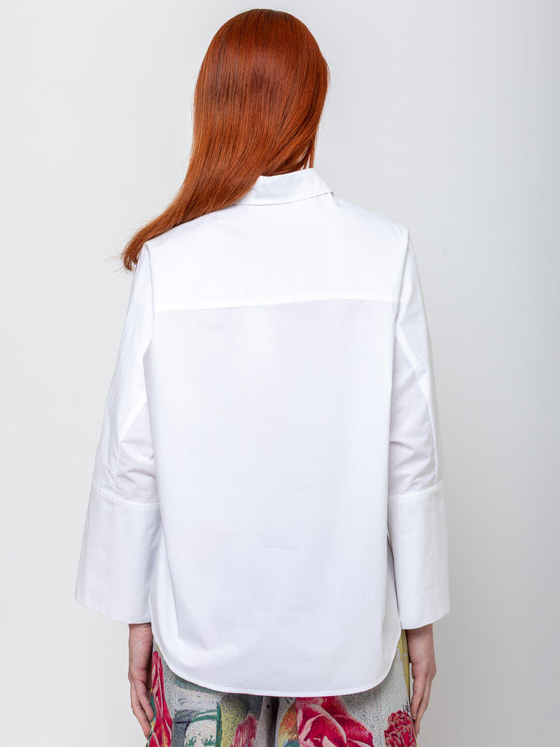 Odeeh - Crisp Poplin Shirt - White - Verdalina