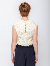 Odeeh - Fringy Tapes Top - Cream - Verdalina