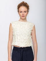 Odeeh - Fringy Tapes Top - Cream - Verdalina