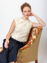 Odeeh - Fringy Tapes Top - Cream - Verdalina