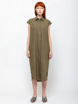 Odeeh - Sleeveless Shirt Dress - Dark Olive - Verdalina