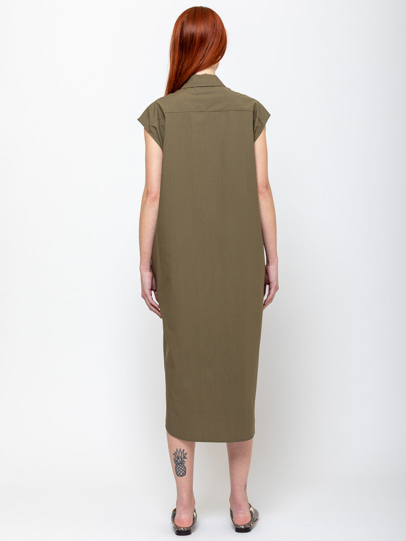Odeeh - Sleeveless Shirt Dress - Dark Olive - Verdalina