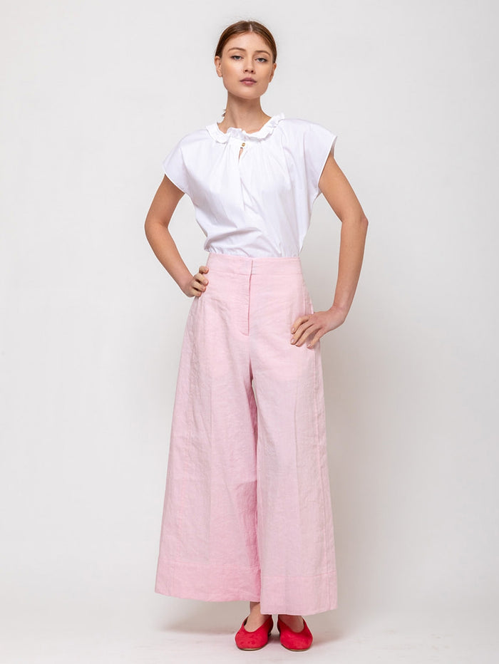 Odeeh | Structured Linen and Cotton Pants - Rose Petal | Verdalina