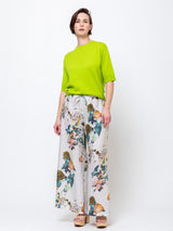 Linen Floral Drawstring Pants