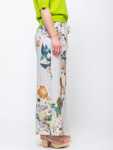 Linen Floral Drawstring Pants