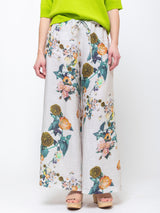 Linen Floral Drawstring Pants