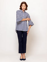 Roman Stripe Blouse - Blue Stripe