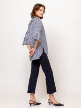 Roman Stripe Blouse - Blue Stripe