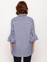 Roman Stripe Blouse - Blue Stripe