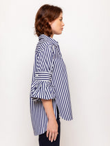 Roman Stripe Blouse - Blue Stripe
