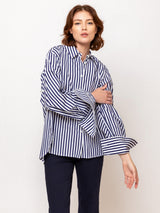 Roman Stripe Blouse - Blue Stripe