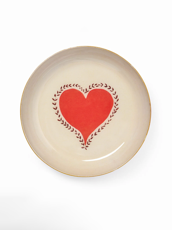 Heart Round Enamel Tray