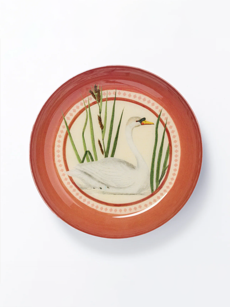 Swan Round Enamel Tray
