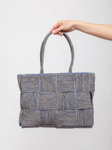 Woven Raffia Tote - Blue and Olive Multi