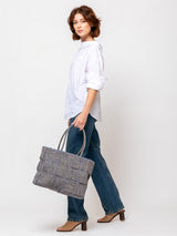 Woven Raffia Tote - Blue and Olive Multi