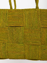 Woven Raffia Tote - Olive