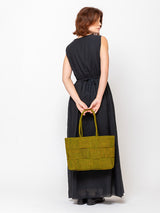 Woven Raffia Tote - Olive