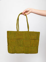 Woven Raffia Tote - Olive