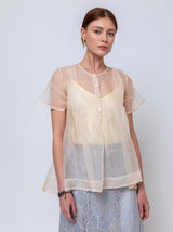 Sula - Silk Organza Dolls Blouse - Eggnog - Verdalina