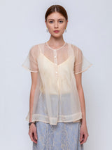 Sula - Silk Organza Dolls Blouse - Eggnog - Verdalina