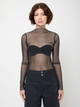 Sula - Slash Neck Tee - Silk Tulle - Black - Verdalina