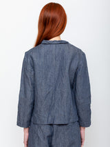 Sula - Stanley Jacket Linen Denim - Blue - Verdalina