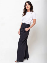 Susanne Bommer - Loose Cotton Poplin Trousers - Blue Moon - Verdalina