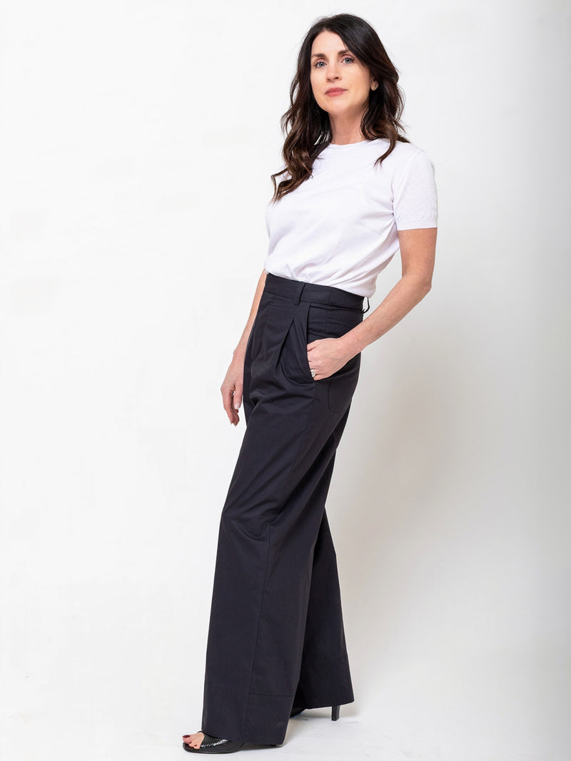 Susanne Bommer - Loose Cotton Poplin Trousers - Blue Moon - Verdalina