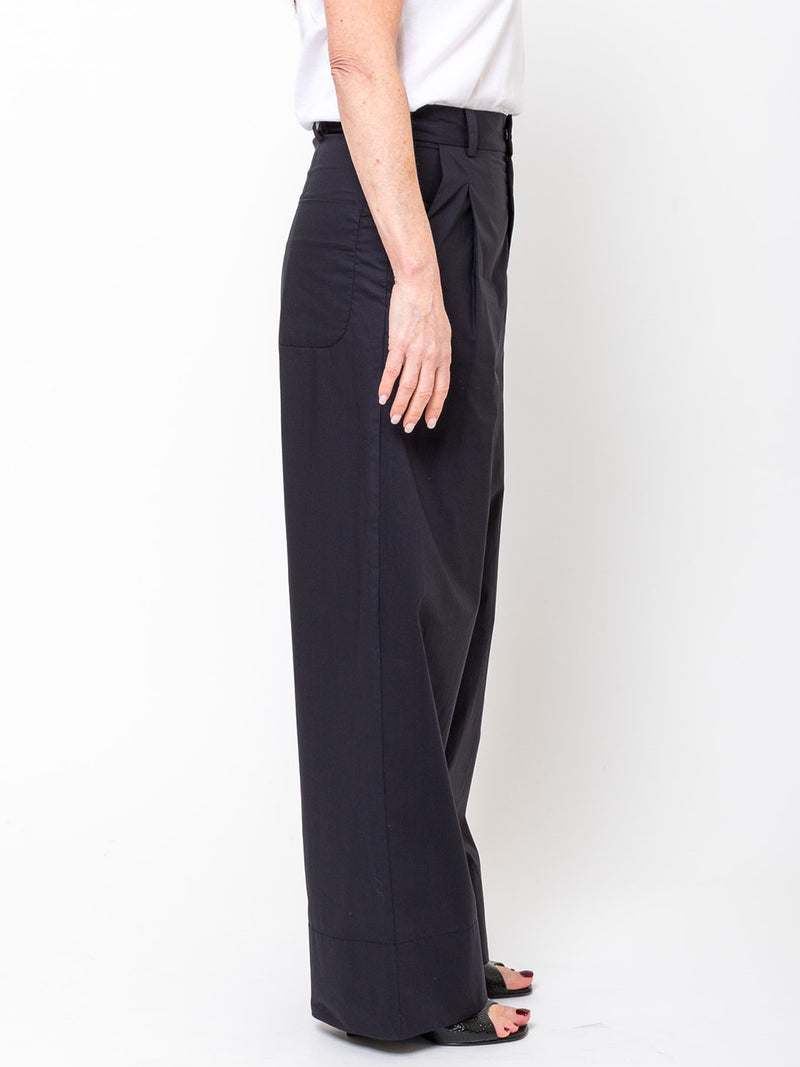 Susanne Bommer - Loose Cotton Poplin Trousers - Blue Moon - Verdalina