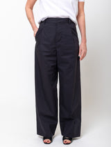 Susanne Bommer - Loose Cotton Poplin Trousers - Blue Moon - Verdalina