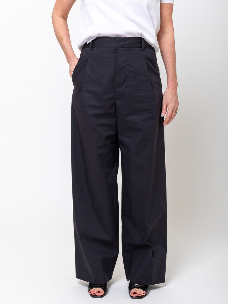 Susanne Bommer - Loose Cotton Poplin Trousers - Blue Moon - Verdalina