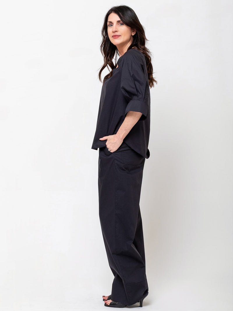 Susanne Bommer - V-Neck Cotton Poplin Shirt - Blue Moon - Verdalina