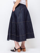 Lime Denim Skirt - Dark Indigo