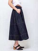 Lime Denim Skirt - Dark Indigo