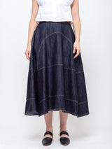 Lime Denim Skirt - Dark Indigo