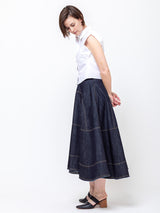 Lime Denim Skirt - Dark Indigo